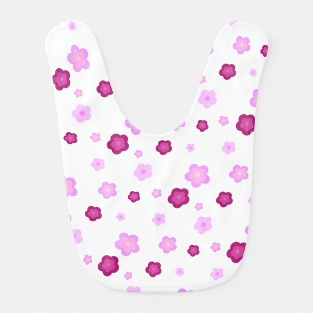 Cute pink flower floral gradient Pattern  Baby Bib (Front)