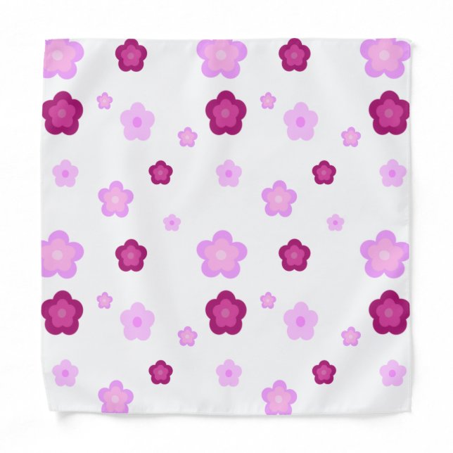 Cute pink flower floral gradient Pattern  Bandana (Front)