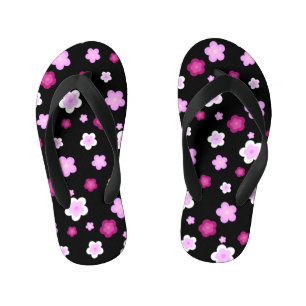 Cute pink flower floral gradient Pattern Kid's Flip Flops