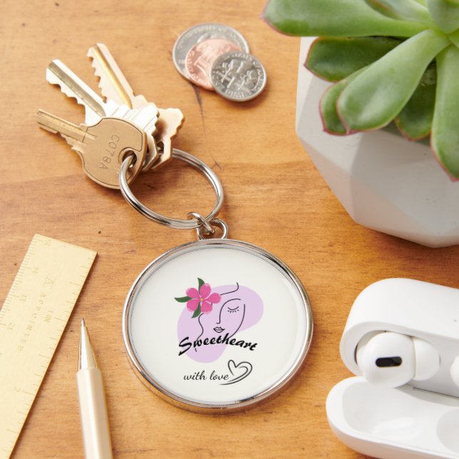 Cute Pink Flower Girl Gift– Keychain (Desk)