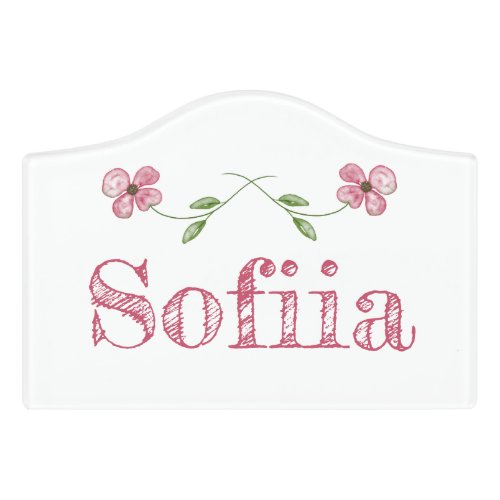 Cute Pink Flower Girl Nursery Bedroom Door Sign