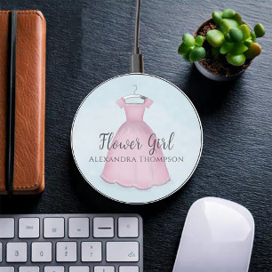 Cute Pink Flower Girl Personalized  Wireless Charger