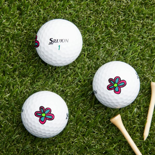 Cute Pink Flower Golf Balls (Insitu Grass)