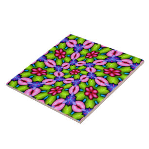 Cute Pink Flower Pattern Ceramic Tile