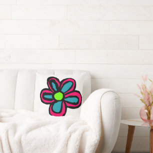 Cute Pink Flower Throw Pillow