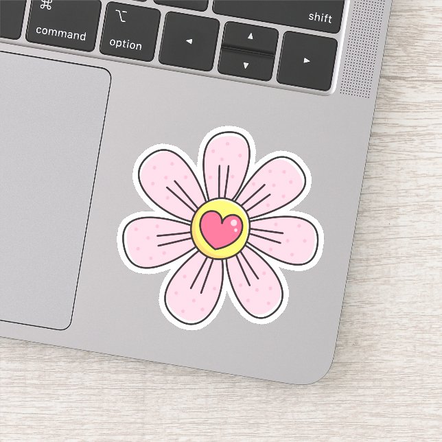 Cute pink flower with heart sticker (Detail)