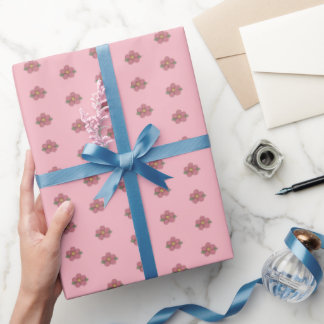 Cute pink flower wrapping paper