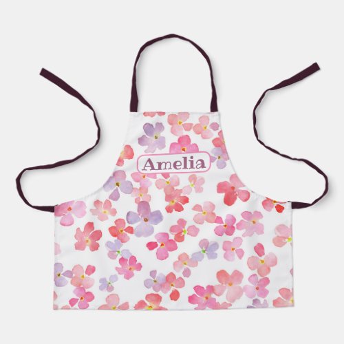 Cute Pink Flowers All_Over Print Apron