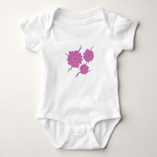 Cute Pink Flowers Baby Bodysuit