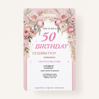 Cute Pink Flowers Birthday Badge