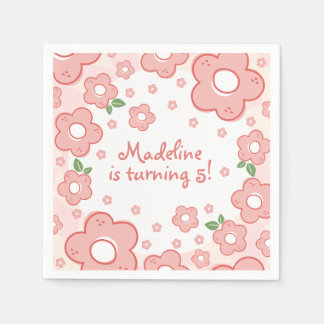 Cute Pink Flowers Birthday Party Pinks Napkins
