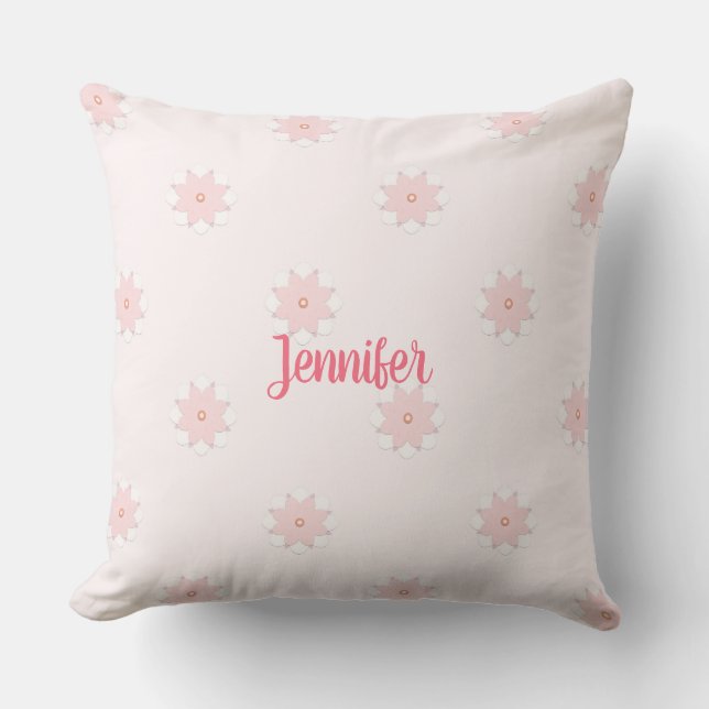 Cute Pink Flowers Double-faced Throw Pillow (Front)