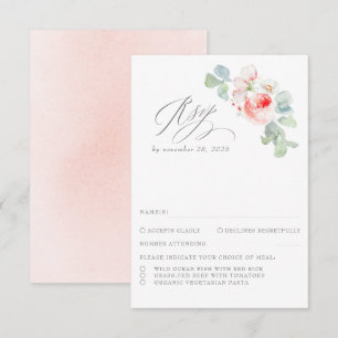 Cute Pink Flowers Elegant Wedding RSVP Card