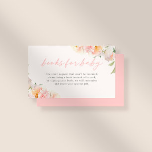 Cute Pink Flowers Girl Baby Shower Books For Baby Enclosure Card