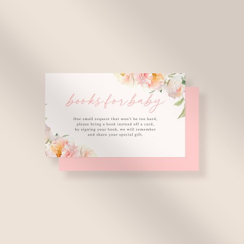Cute Pink Flowers Girl Baby Shower Books For Baby Enclosure Card