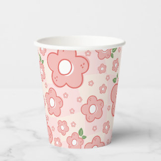 Cute Pink Flowers Party Paper Cups