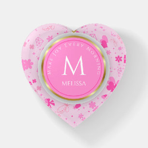 Cute Pink Flowers Pattern, Girly Floral Design Paperweight