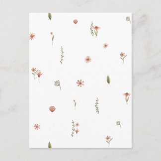 Cute Pink Flowers Spring Floral Card. Postcard
