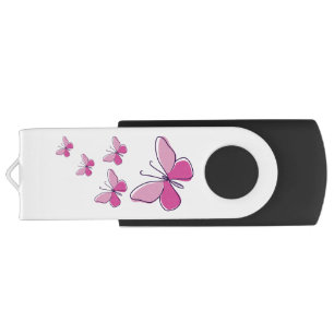 Cute Pink Flutter of Butterflies Flash Drive