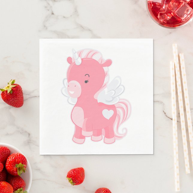 Cute Pink Flying Unicorn Pegacorn Napkins (Creator Uploaded)