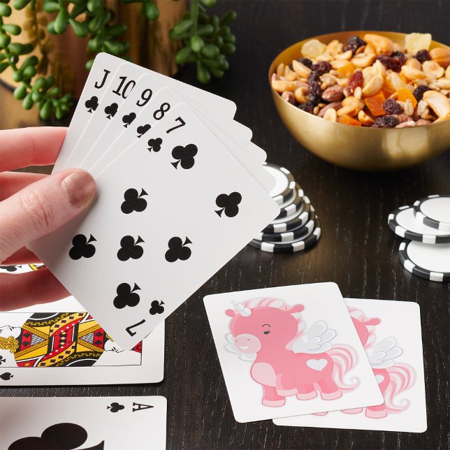Cute Pink Flying Unicorn Pegacorn Poker Cards (Creator Uploaded)