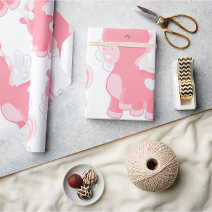 Cute Pink Flying Unicorn Pegacorn Wrapping Paper