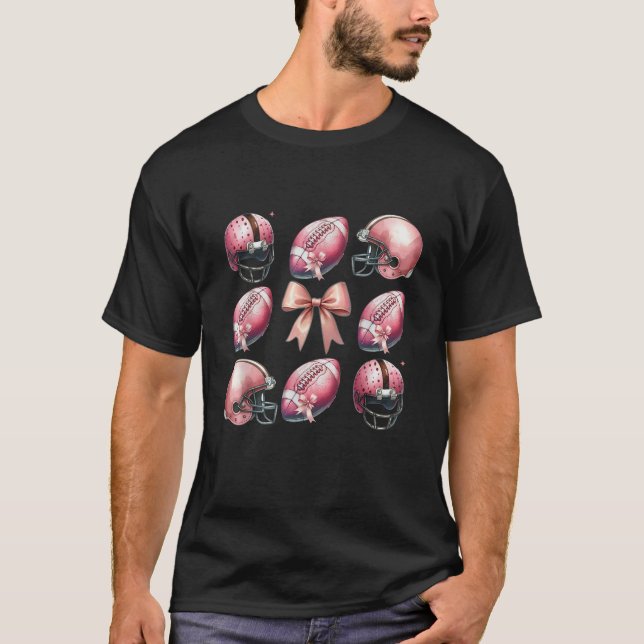 Cute Pink football coquette bow  Esthetics Women G T-Shirt (Front)