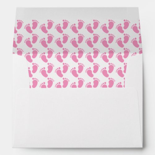 Cute Pink Footprints Girl Baby Shower Printed Envelope