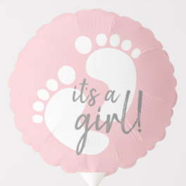 Cute Pink Footprints It's A Girl Baby Shower Balloon
