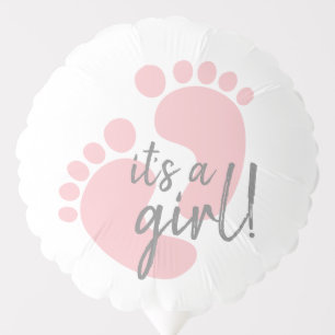 Cute Pink Footprints It's A Girl Baby Shower Balloon