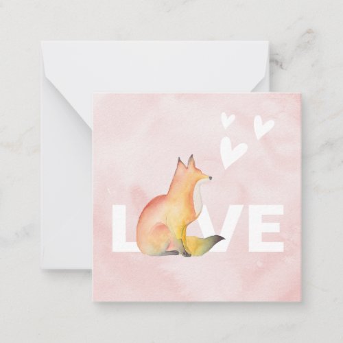 Cute Pink Fox Valentines Day Note Card
