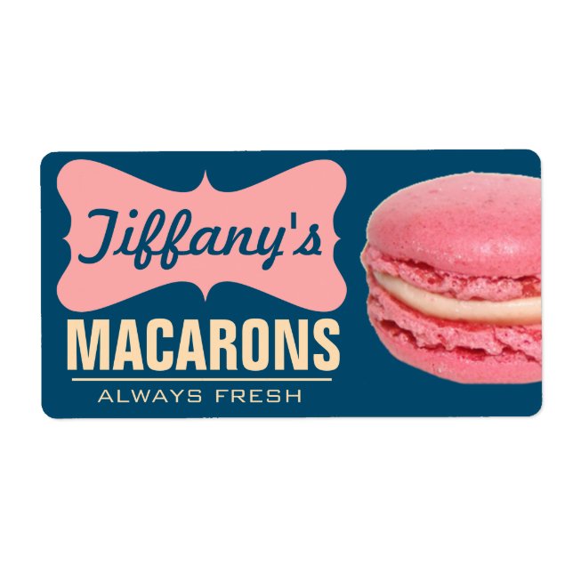 Cute Pink French Macarons | Homemade Macarons Label (Front)