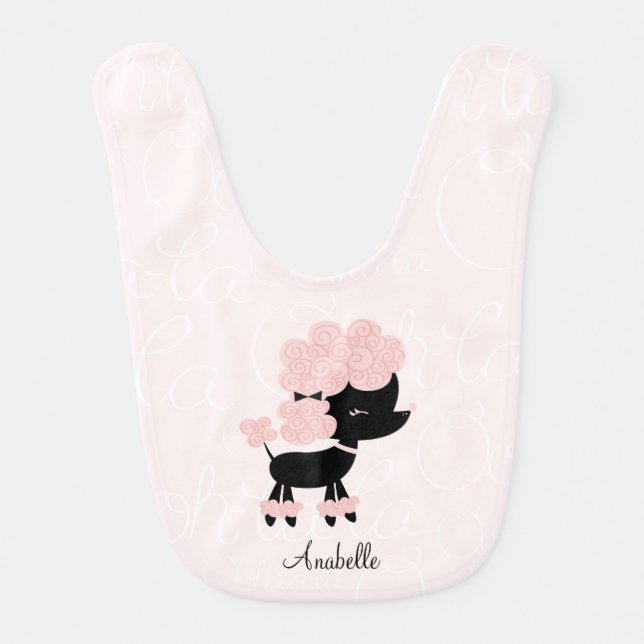 Cute Pink French Poodle Bib (Front)