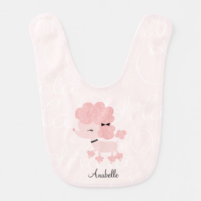 Cute Pink French Poodle Bib (Front)