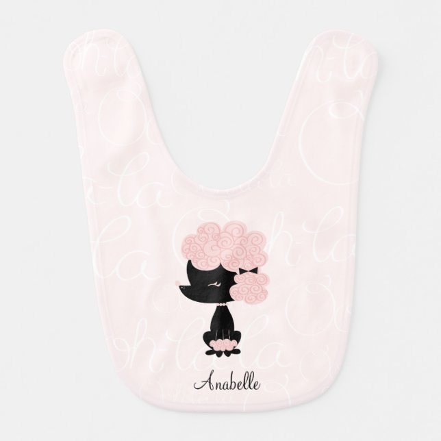 Cute Pink French Poodle Bib (Front)