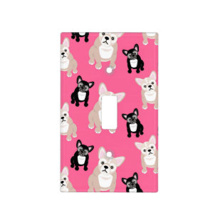 Cute Pink Frenchies French Bulldogs Light Switch Cover