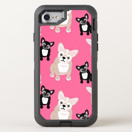 Cute Pink Frenchies French Bulldogs OtterBox Defender iPhone SE87 Case
