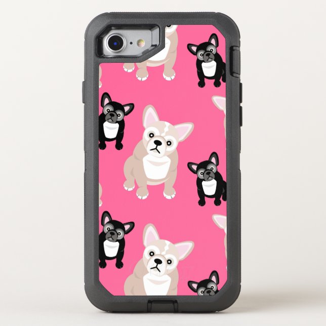 Cute Pink Frenchies French Bulldogs Otterbox iPhone Case (Back)