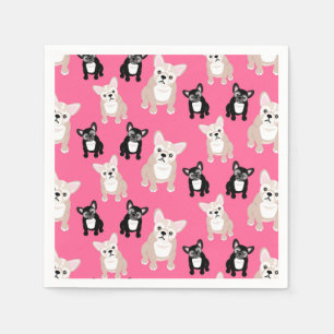 Cute Pink Frenchies French Bulldogs Paper Napkins