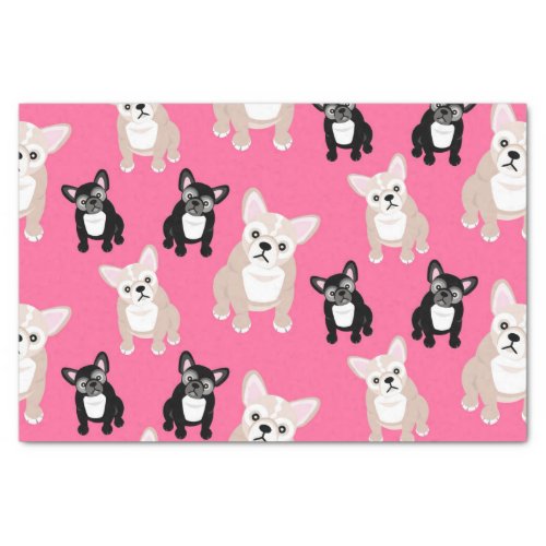 Cute Pink Frenchies French Bulldogs Tissue Paper