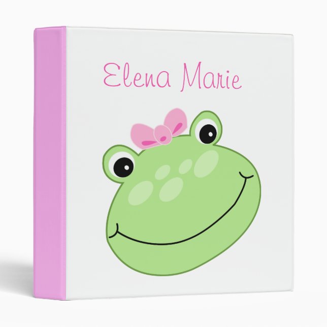 Cute Pink Frog Baby's First Year Toddler Pre-K Binder (Front/Spine)