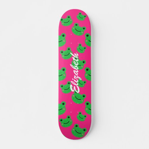 cute pink frog pattern Skateboard