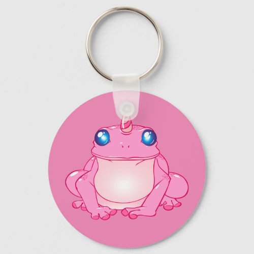 Cute Pink Frog Unicorn Keychain