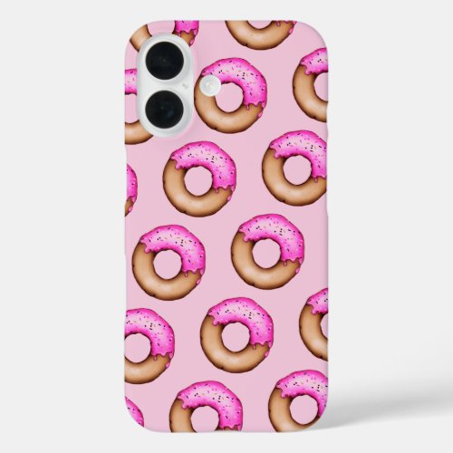 Cute Pink Frosted Donuts with Sprinkles Pattern  iPhone 16 Case