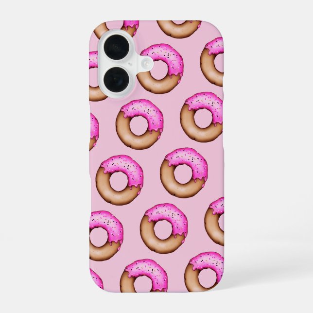 Cute Pink Frosted Donuts with Sprinkles Pattern  Iphone Case (Back)