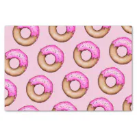 Cute Pink Frosted Donuts with Sprinkles Pattern Tissue Paper