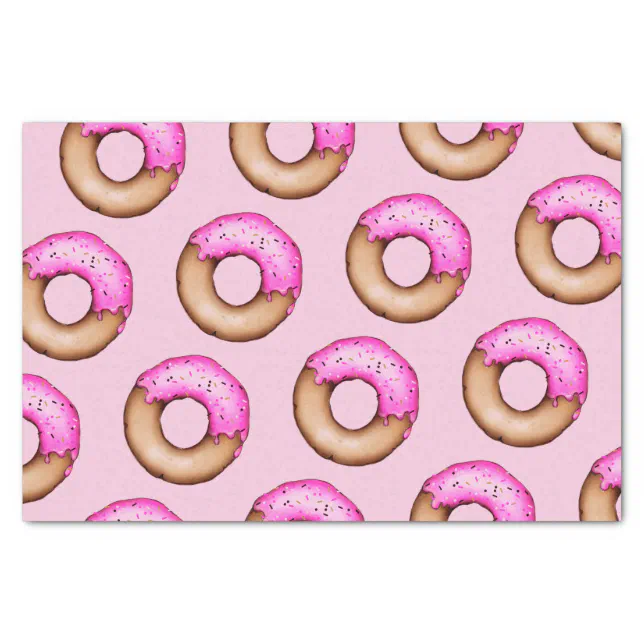 Cute Pink Frosted Donuts with Sprinkles Pattern Tissue Paper | Zazzle