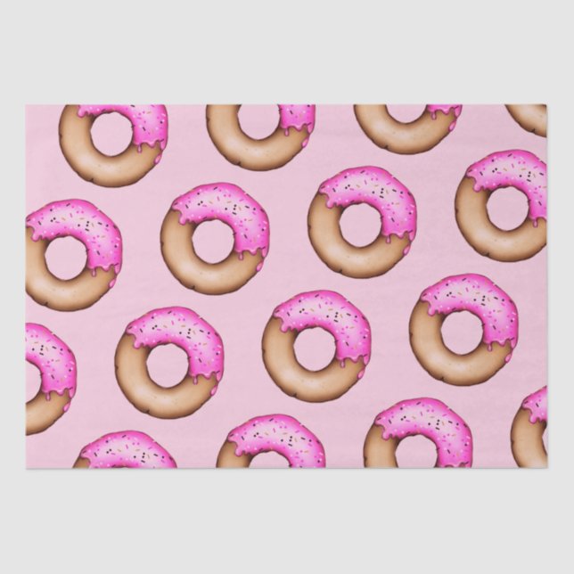 Cute Pink Frosted Donuts with Sprinkles Pattern  Tissue Paper (Front)