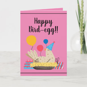 Cute Pink Funny Chicken Humor Balloons Birthday Card