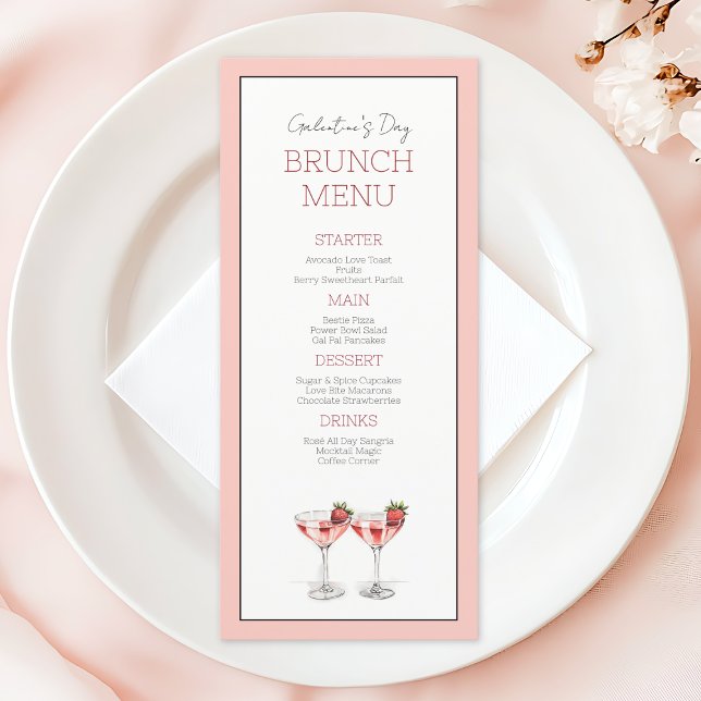 Cute Pink Galentine's Day Girly Chic Brunch Party Menu (Cute Pink Galentine's Day Girly Chic Brunch Party Menu)